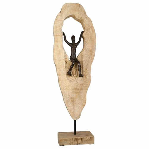 Figurina cliff diver, lemn aluminiu, maro bronz, 9x20x64 cm