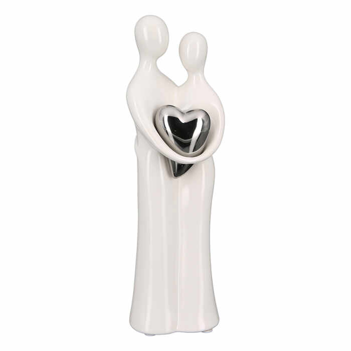Figurina Couple, ceramica, alb argintiu, 25 cm