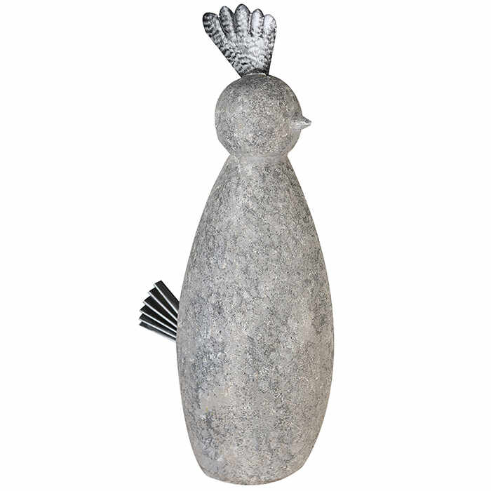 Figurina gaina Chicken, compozit metal, argintiu gri, 80 cm
