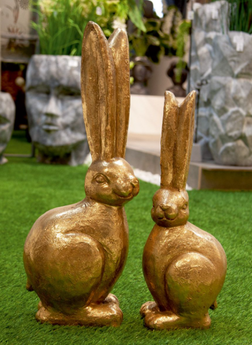 Figurina iepure Rabbit, compozit, auriu, 17x23x62 cm