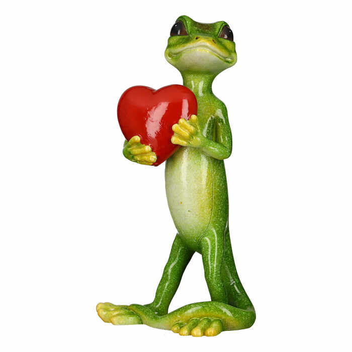 Figurina Lizard, rasina, verde rosu, 5x8x17 cm