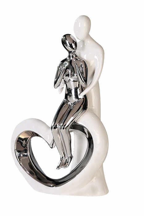 Figurina Romance, ceramica, alb argintiu, 19.5x33.5 cm