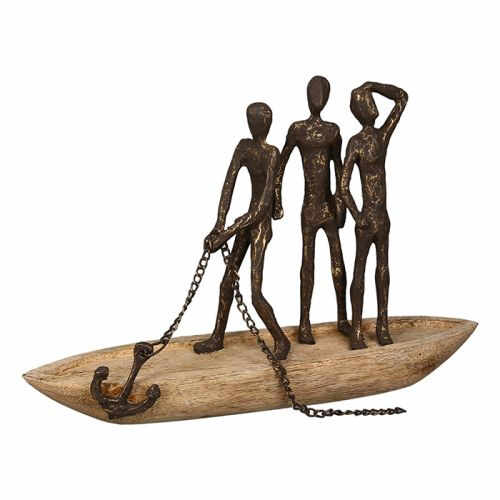 Figurina sail away, lemn aluminiu, maro bronz, 6x30x21 cm