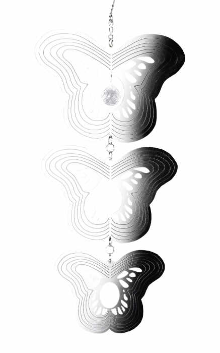Ghirlanda Butterfly, otel, argintiu, 17x36x2 cm