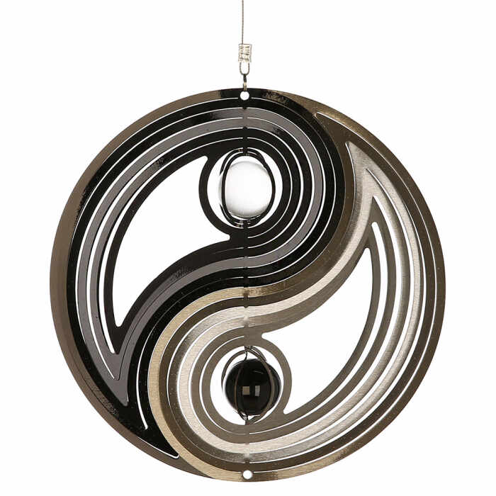 Ghirlanda Yin-Yang, otel inoxidabil, negru argintiu, 75x21 cm