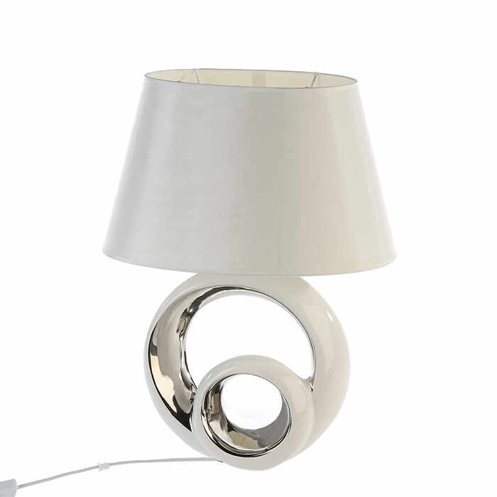 Lampa Circles, ceramica panza, alb argintiu, 32x48 cm
