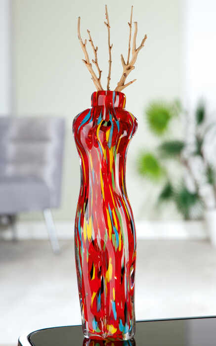 Vaza Torso, sticla, multicolor, 8x30x6 cm