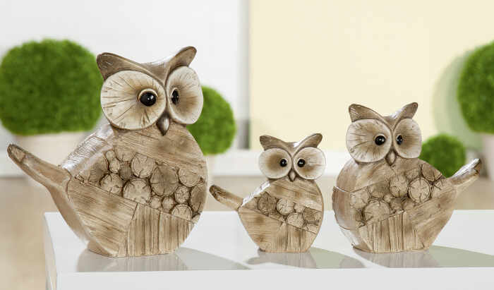 Decoratiune Owl Forest, rasina, maro, 13.5x13.2x5.1 cm