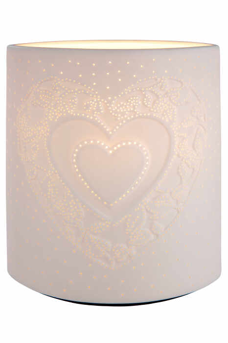 Lampa Ellipse Heart, portelan, crem, 17x20x10 cm