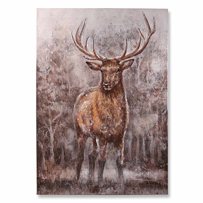 Tablou Deer, canvas lemn, multicolor, 70x100x3.5 cm