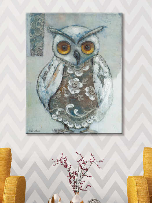 Tablou Owl Anico, panza, multicolor, 40x50x1.8 cm