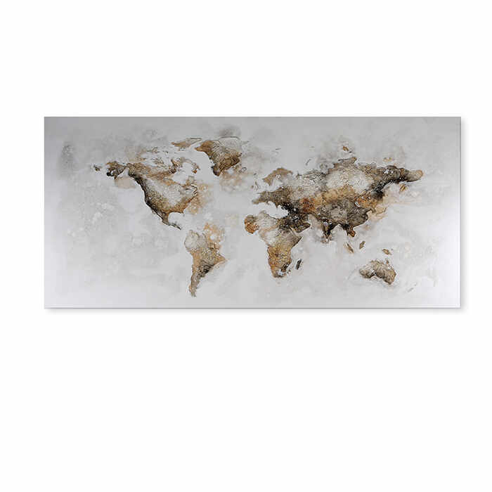 Tablou World, canvas lemn, multicolor, 150x70cm