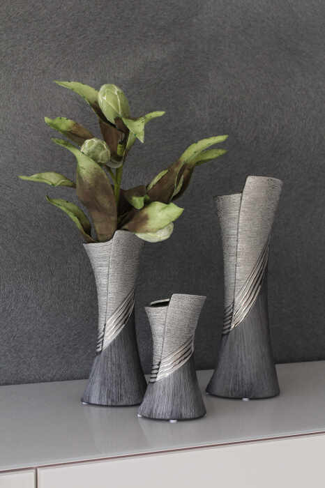 Vaza Bridgetown, ceramica, argintiu gri, 12x30x9.5 cm