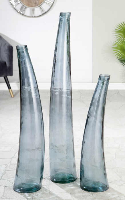 Vaza Corno, sticla, albastru, 100x20 cm