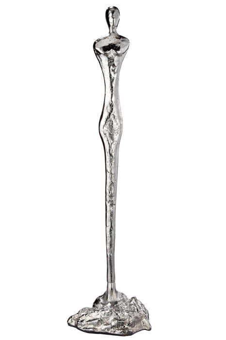 Figurina femeie, aluminiu, argintiu, 12x66x19 cm