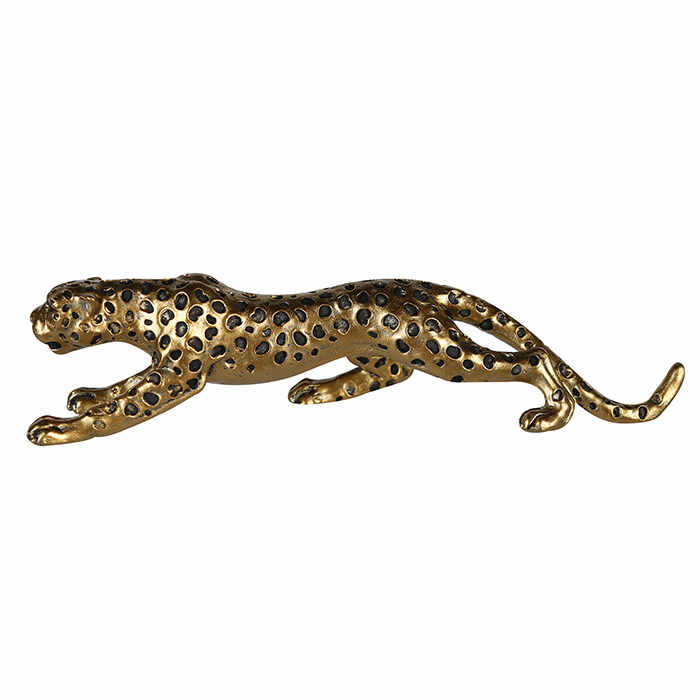 Figurina leopard, rasina, auriu, 23.5x5.5x5.5 cm