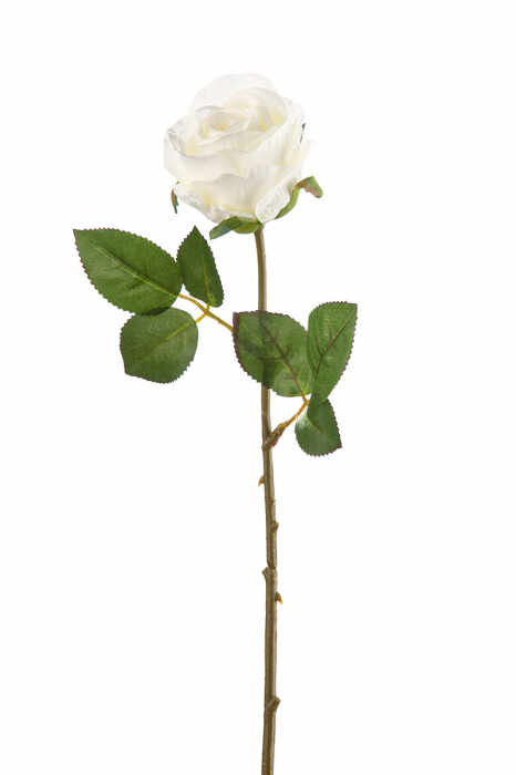 Trandafir artificial Lisa, fibre sintetice, alb, 44 cm