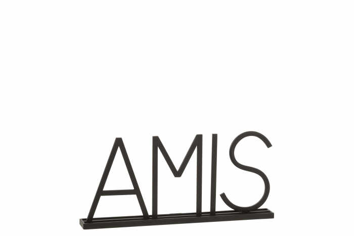 Decoratiune Amis, Metal Fier, Negru, 48.5x5x22 cm