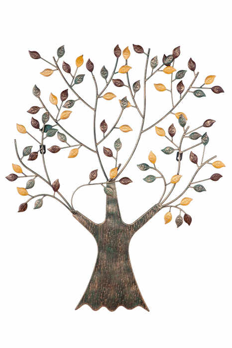 Decoratiune de perete Tree, Metal, Multicolor, 64x76 cm