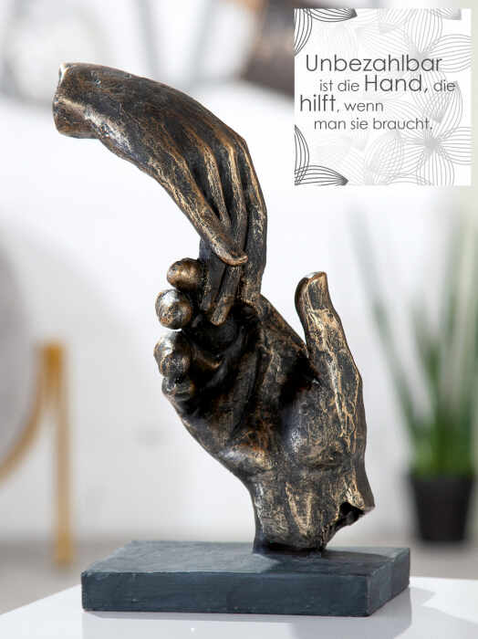 Decoratiune Two hands, Rasina, Bronz Gri, 13x21x7 cm