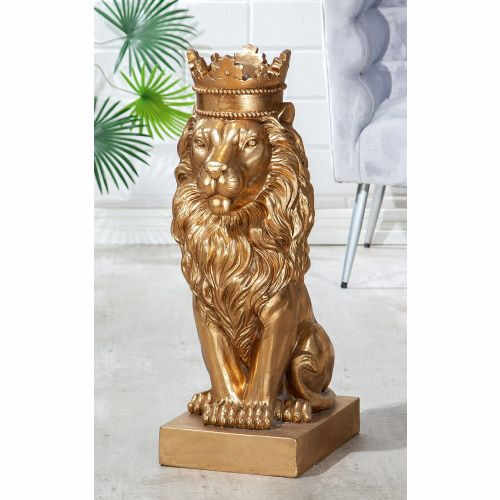 Figurina Lion, Compozit, Auriu, 25x70x37 cm