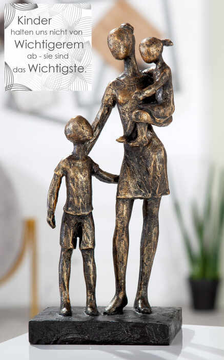 Figurina Mother and Children, Rasina, Negru Bronz, 12x26.5x9 cm