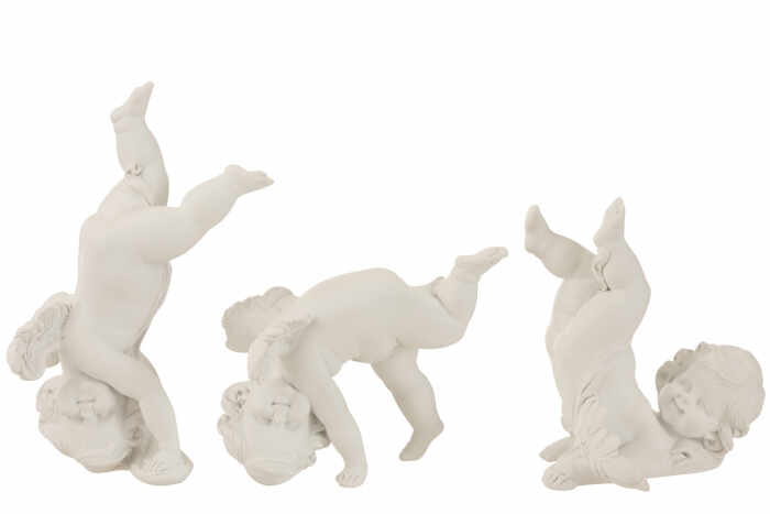 Set 3 figurine Angel Gymnastics, Rasina, Alb, 13x15.5x20.5 cm