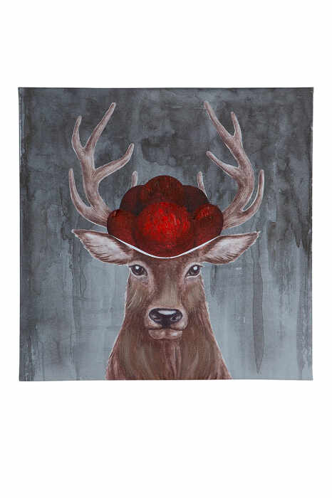 Tablou Deer, Panza, Multicolor, 40x40x2.6 cm