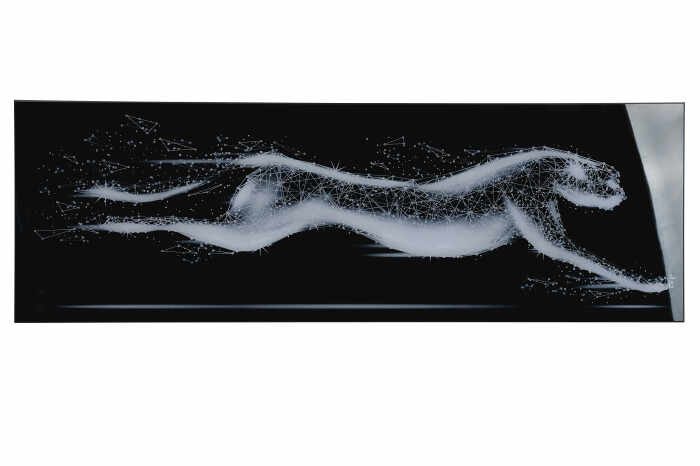 Tablou panther, Acril, Negru Argintiu, 150x50x2.5 cm