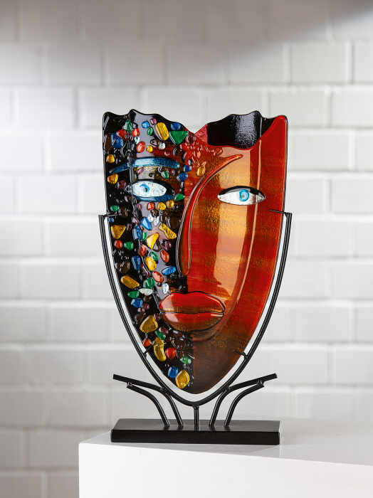 Vaza decorativa Face, Sticla, Multicolor, 30x47x10.5 cm