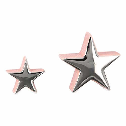 Set 2 decoratiuni Star, Ceramica, Roz Argintiu, 4x9x9.5 cm