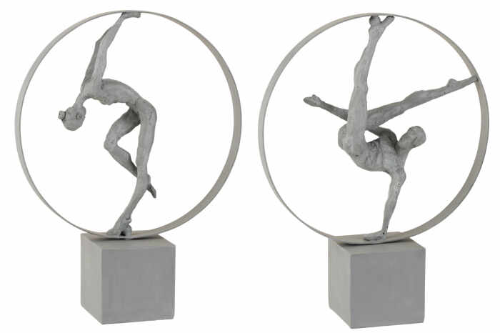 Set 2 figurine Gymnast in Ring, Rasina, Gri, 36.5x12x47 cm