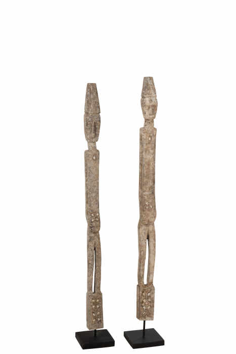 Set 2 figurine Kali, Lemn, Gri, 15x15x120.5 cm
