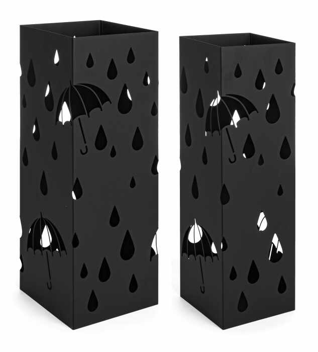 Set 2 suporturi pentru umbrele Drizzle, Otel, Negru, 15.5 15.5 49xx18 18 49 cm