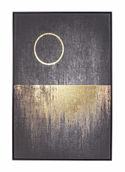 Tablou Bold 22817, Canvas MDF, Auriu Negru, 82.6x4.3x122.6 cm