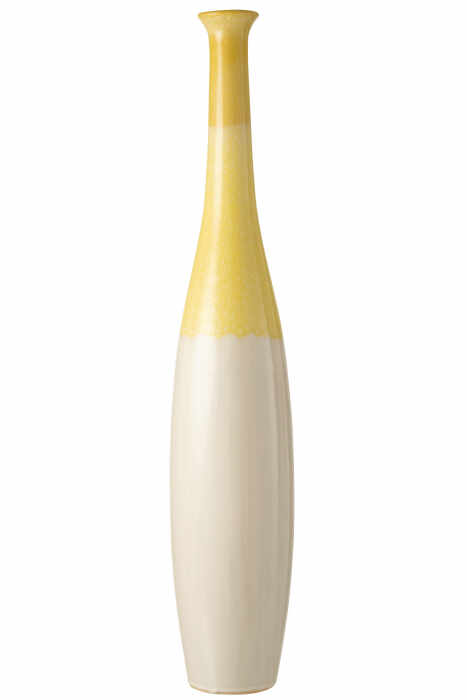 Vaza Fluto, Ceramica, Galben Crem, 19x19x98.5 cm