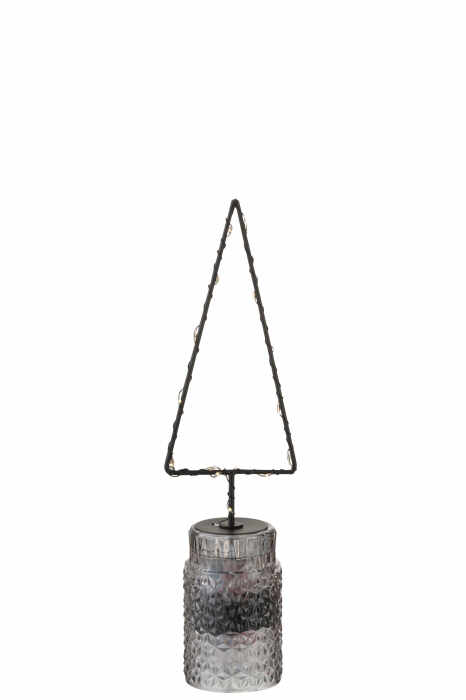 Decoratiune Craciun LED, Metal, Negru, 8x6x30 cm