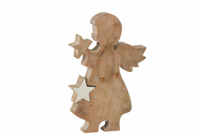 Figurina inger Angel, Lemn, Natural, 4x18x29 cm