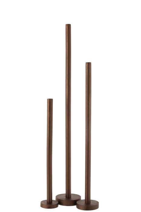 Set 3 suporturi pentru lumanari Jolipa, Metal, Maro, 15x15x102.5 cm