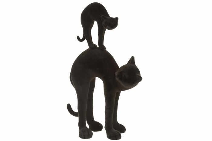 Decoratiune Cat, Compozit, Negru, 21.5x12x35.5 cm