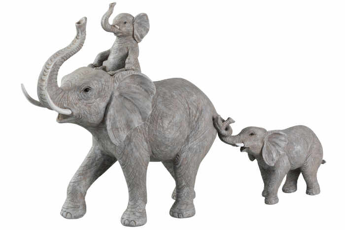 Familie Elefanti, Compozit, Gri, 71.5x16x41.5 cm