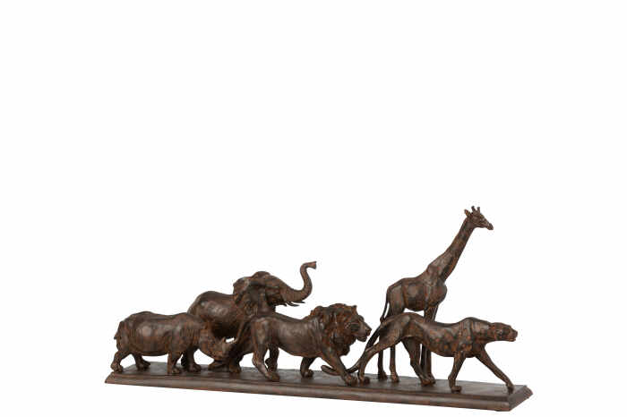 Figurina 5 animale, Compozit, Maro, 50x9.5x22 cm