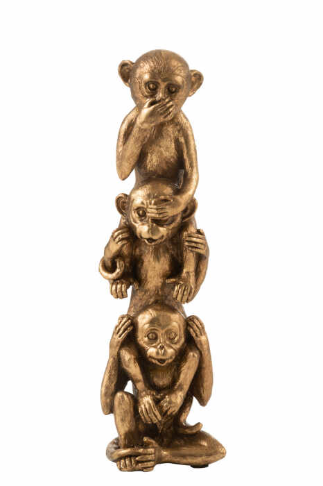 Figurina maimuta, Compozit, Auriu, 10x10x32.5 cm