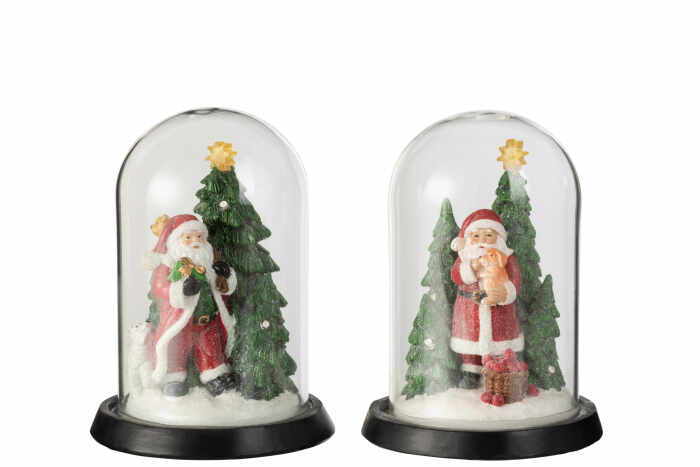 Set 2 decoratiuni LED Santa, Compozit, Multicolor, 12x12x16 cm