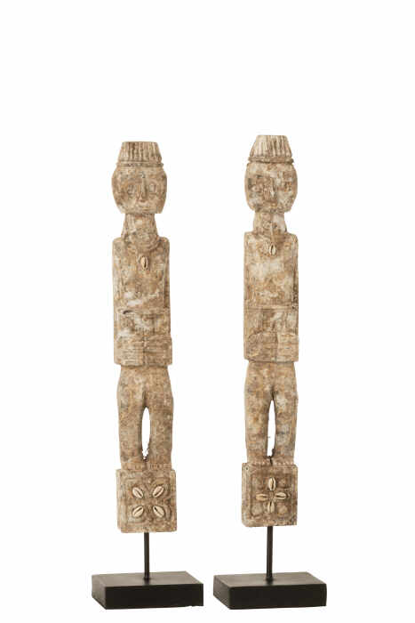 Set 2 figurine asortate, Lemn, Natural, 10x8x46 cm