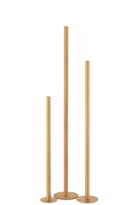 Set 3 suporturi pentru lumanari Jolipa, Metal, Auriu, 15x15x100 cm