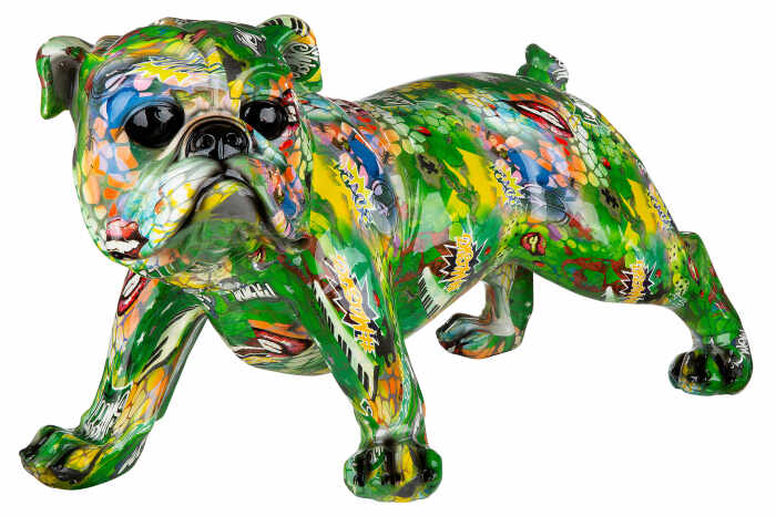 Figurina XL Pug Street Art, Rasina, Multicolor, 74x39x36 cm