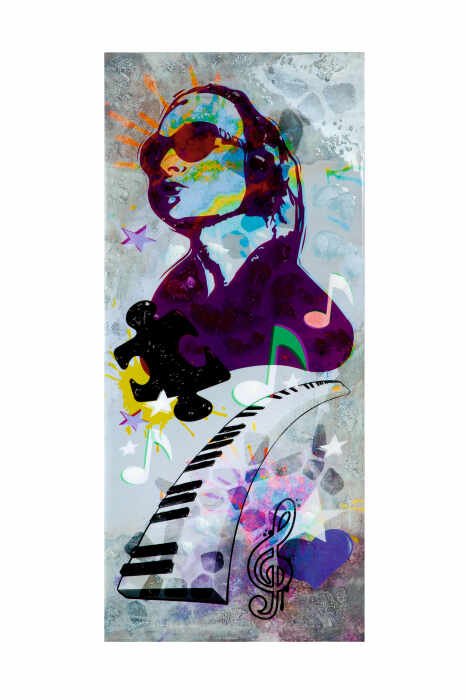 Set 2 tablouri Street Art Music, Print, Multicolor, 40x90x2.5 cm