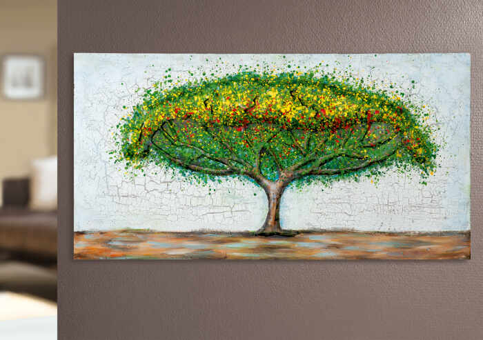 Tablou Tree, Metal, Multicolor, 120x60x2.3 cm