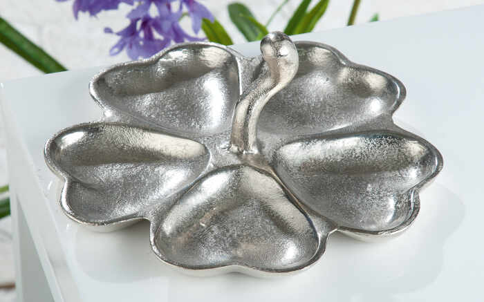 Bol Clover Leaf, Aluminium, Argintiu, 10x25 cm